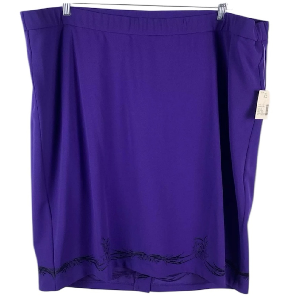 NWT Catherine's Floral Embroidered Stretch Skirt, Purple, Size 3X